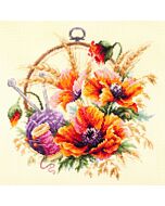 Borduurpakket  Klaprozen voor Naaister - Magic Needle met telpatroon