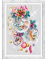  Borduurpakket  kerstballen - Magic needle 100-247 met telpatroon