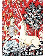 Voorbedrukt canvas de dame met de eenhoorn  om te borduren van Margot 153.1134