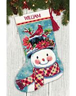 Dimensions borduurpakket Kerstsok sneeuwpop borduren voorbedrukt 71-09159