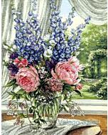 dimensions peonies & delphiniums borduurpakket