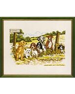 Eva Rosenstand borduurpakket kennels met honden 14-224 borduren op linnen