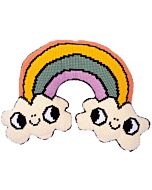 Eva Mouton kruissteekkussen regenboog met kussenrug van Vervaco pn-0199813 voorbedrukt