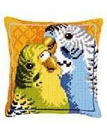  Borduurpakket  kruissteek kussen grasparkieten 