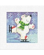 Heritage Crafts borduurpakket kerstkaart Polar bear 1242A telpatroon 