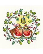 Heritage Crafts borduurpakket Christmas Robins 1528A