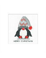 Heritage Crafts borduurpakket kerstkaart Penguin - Woolly Hat 1783A telpatroon 