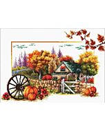 Voorbedrukt borduurpakket Autumn farm - herfst boerderij op aida Needleart World 540.043