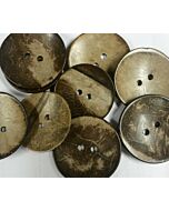 Houten, gladde, ronde knoop 'kokosnoot' met twee gaten in diverse maten.