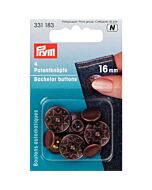 Prym vernietbare vrijgezellenknopen met spitse stift, oudkoper 16mm 4 stuks
