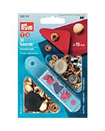Prym anorak vernietbare drukknopen - 15mm goud 10 stuks 
