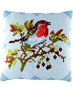 Kruissteek kussen Roodborstje van pako om borduren 003.280