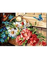 Voorbedrukt stramien/canvas bloemenmand van Seg de Paris 929.604 om te borduren