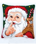  Borduurpakket  kruissteek kussen  Sssst .... kerstman vervaco