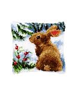 knooppakket kussen konijn in de sneeuw van vervaco om te knopen