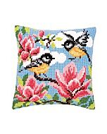 Vervaco borduurpakket voorbedrukt kruissteekkussen meesjes in magnolia pn-0145589