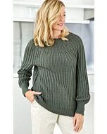 Gratis patroon van deze prachtige dropdown trui met ronde pas om te breien van Lana Grossa Cool Wool, een 100% merino garen.  