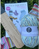 Lana Grossa sokkenwolpakket liniaal, boek en wol