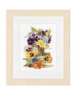 Borduurpakket pot met viooltjes van lanarte pn-0154464 aida van marjolein bastin