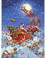 Borduurpakket kerstman met de arreslee  leti 958