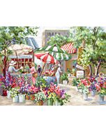 Borduurpakket flower market - bloemenmarkt Letistitch 978 met telpatroon