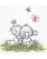 Luca-S borduurpakket olifanten kopel met vlinders B1184