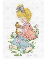  Voorbedrukte canvas /stramien julie met kuikens lucie met poesje van sarah kay  om te borduren