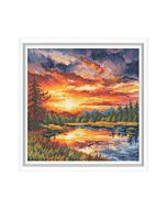 RTO borduurpakket bootje met de zonsondergang M1030 telpatroon