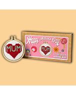 Crafty Mini Kit borduurpakket matchbox mama hart MB-006 incl. kleine borduurring & sleutelhangertje