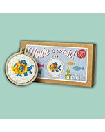 Crafty Mini Kit borduurpakket matchbox visje incl. kleine borduurring & sleutelhangertje