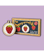 Crafty Mini Kit borduurpakket matchbox aardbei MB-018 incl. kleine borduurring & sleutelhangertje