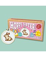 Crafty Mini Kit borduurpakket matchbox konijn MB-028 incl. kleine borduurring & sleutelhangertje