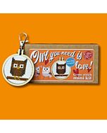 Crafty Mini Kit borduurpakket matchbox uil MB-129 incl. kleine borduurring & sleutelhangertje