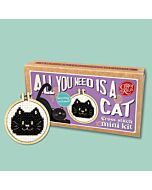 Crafty Mini Kit borduurpakket matchbox zwarte kat MB-208 incl. kleine borduurring & sleutelhangertje
