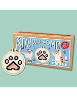 Crafty Mini Kit borduurpakket matchbox katten poot MB-207 incl. kleine borduurring & sleutelhangertje