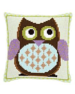 meneertje uil kruisteek kussen om te borduren