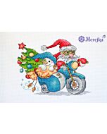 Merejka borduurpakket Christmas racing K121 telpatroon 