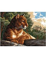 Voorbedrukte aida stof  puma van Matryonin Posad zonder borduurgaren