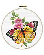 Voorbedrukt borduurpakket vlinder met bloemen Needleart World 240.057