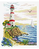 Voorbedrukt borduurpakket vuurtoren op aida Needleart World 540.047