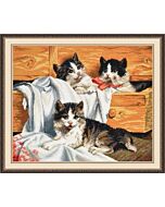 Borduurpakket poesjes om te borduren Oven met telpatroon 674