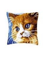 Borduurpakket kruissteekkussen bruine poes van vervaco pn 0149441