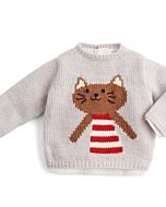 Phildar baby trui met poesje breien van Phil merinos 3.5