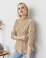 Phildar dames kabeltrui met hoge kraag breien van Partner 3.5