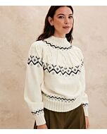 Phildar dames kabeltrui met Noors motief breien van Phil Imaginaire 3,5 (268,m7)