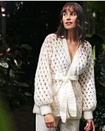 Phildar dames vest met ceintuur haken van Phil Mohair Cotton (257,M1)