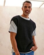 Phildar makkelijke, mouwloze heren trui breien van Phil Mohair Cotton (264,M20)