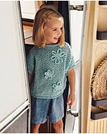 Phildar meiden trui breien met bloemen van Coton 3 (256, m12)