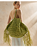 Phildar shopper haken met franjes van Raphia Ruban 275,m11