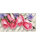 Voorbedrukt borduurpakket Pink Roses & Music rose rozen met muziek op aida Needleart World